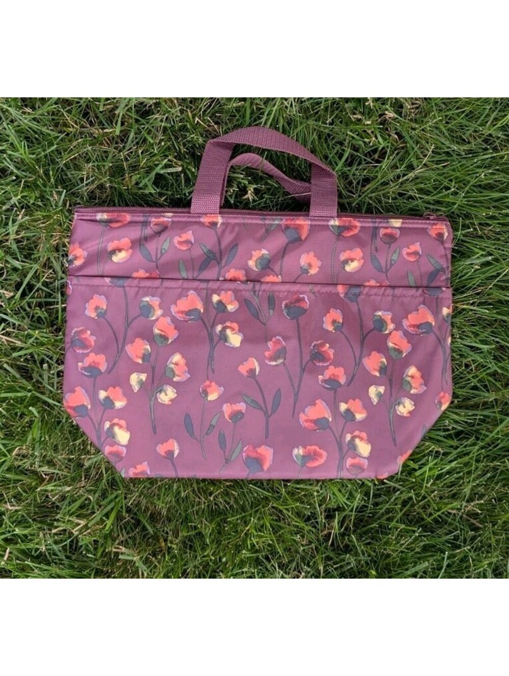 Thirty-One Let's Lunch Thermal Cooler Bag - Burgundy With Floral Print New